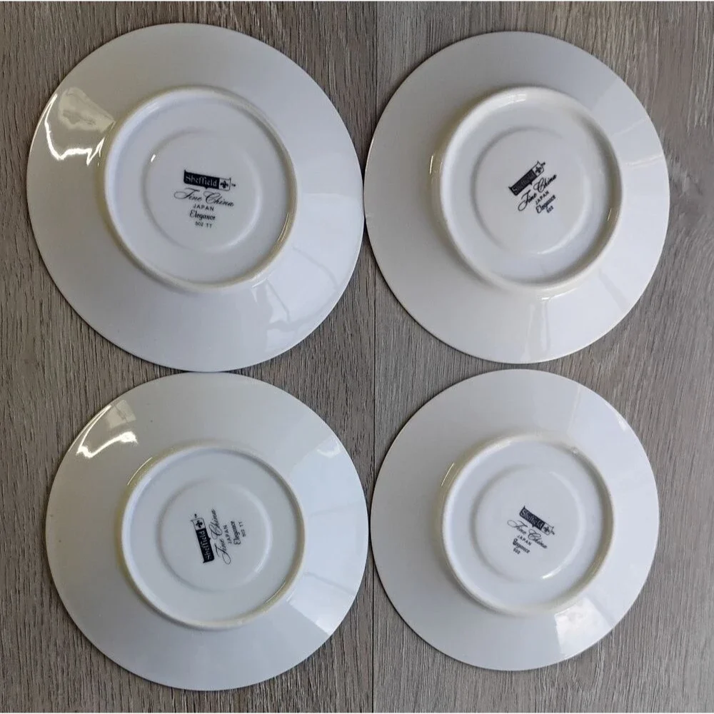 Vintage Sheffield Fine China Elegance Tea Cups & Saucers 502 Japan Set Of 4